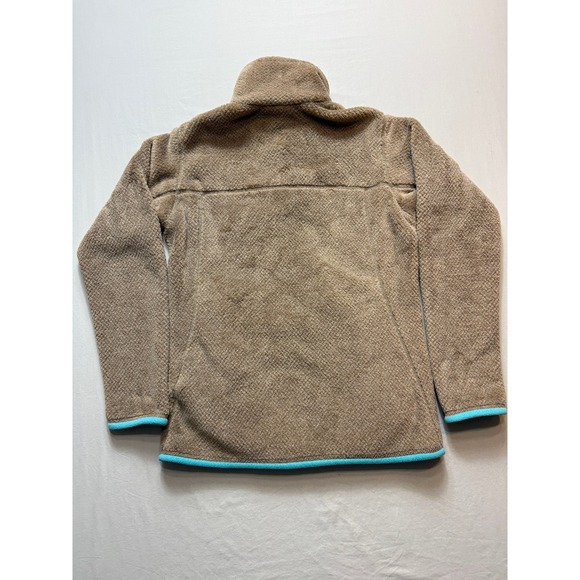 Womens Patagonia Synchilla Snap T Fleece Pullover Tan XS Teal Trim - Picture 6 of 6